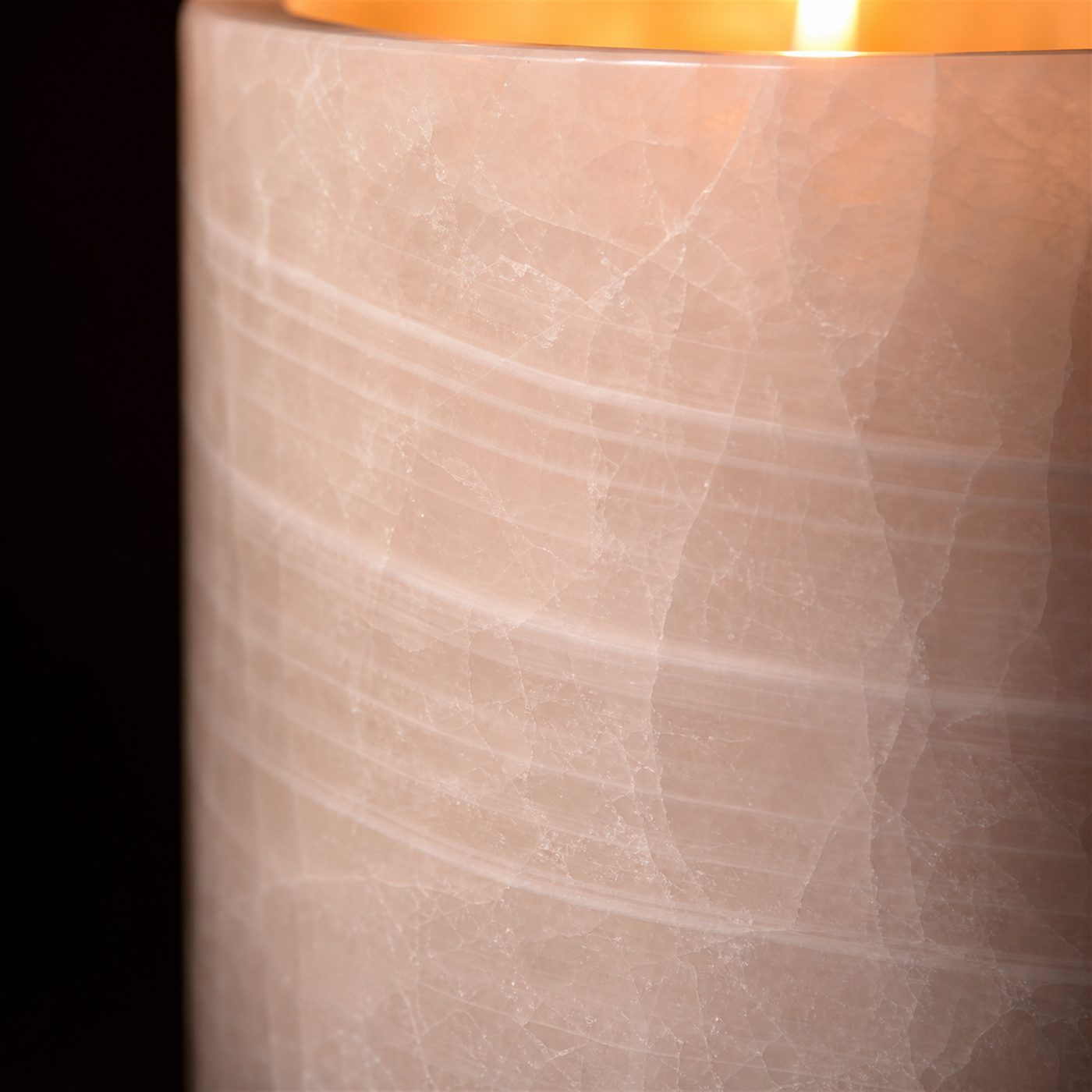 Pink onyx, warm and blush-toned, no two pieces alike.