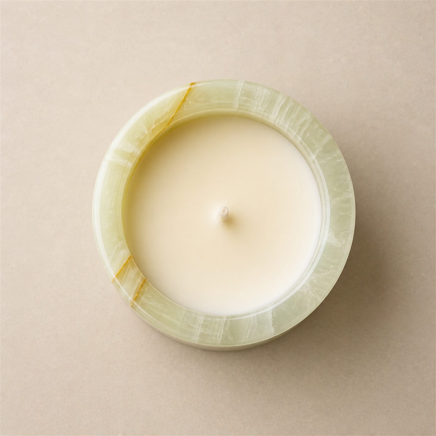Soft sage banding in a green onyx jar.