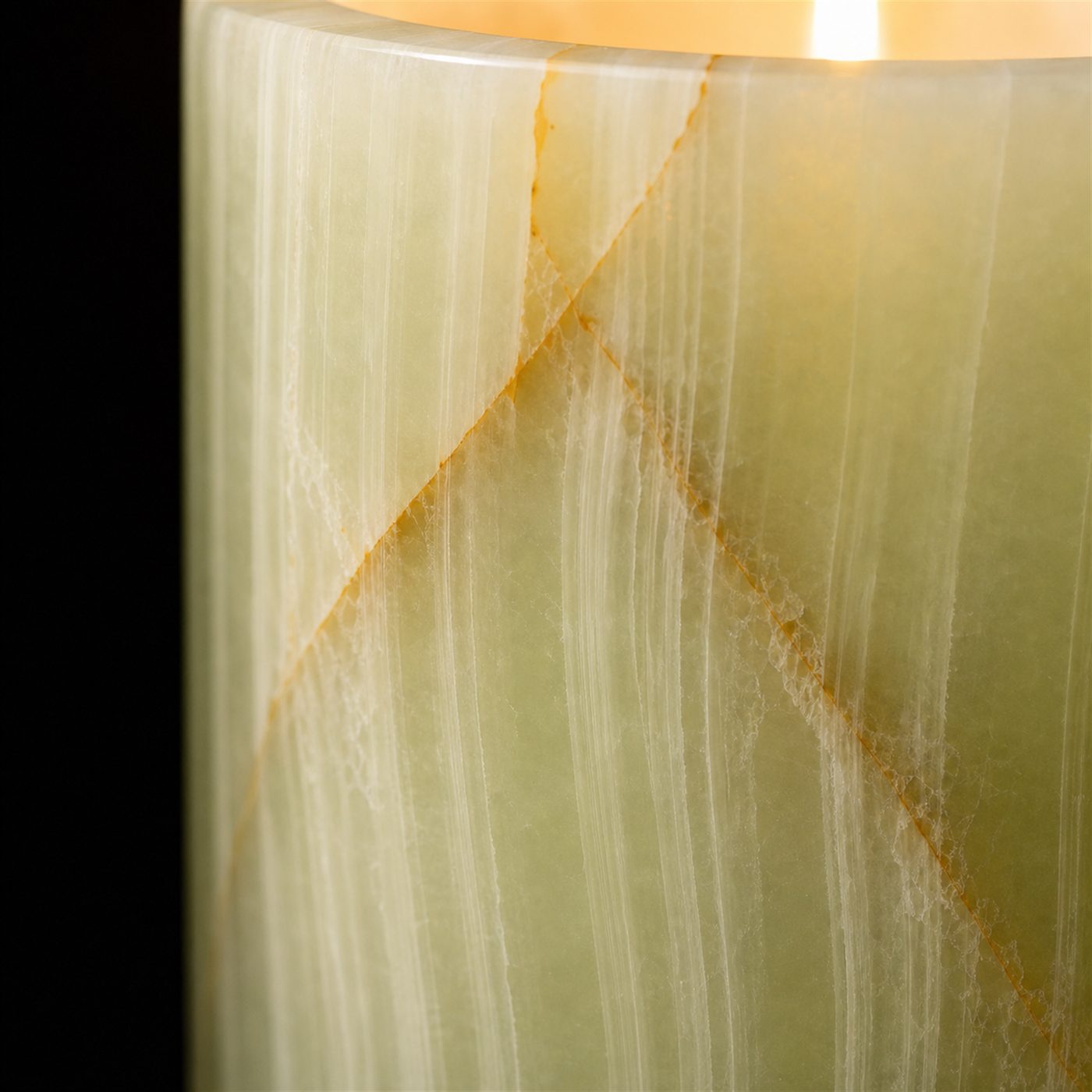 Green onyx shows pale jade color with gentle movement.