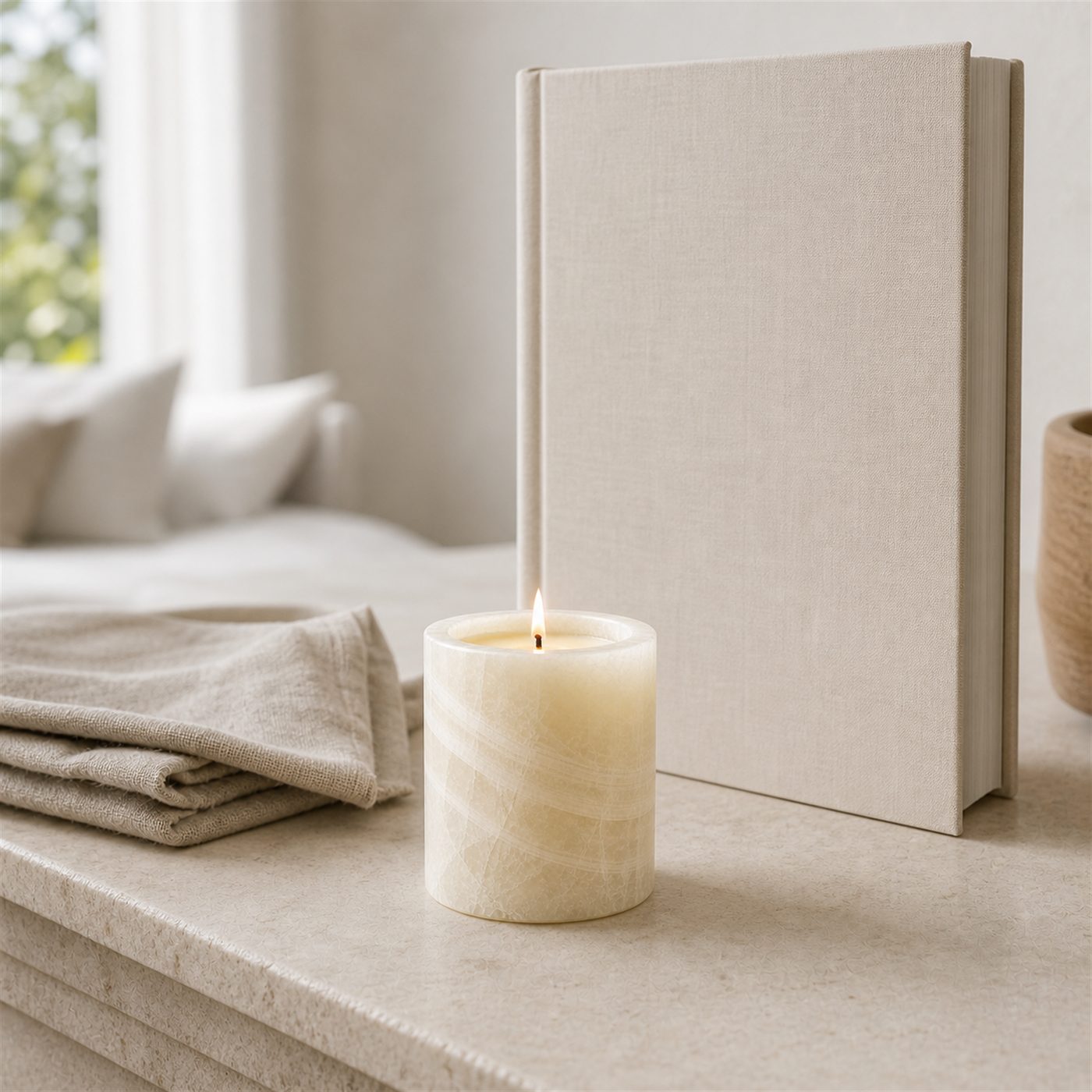 A hand-carved onyx candle is a vessel worth keeping.